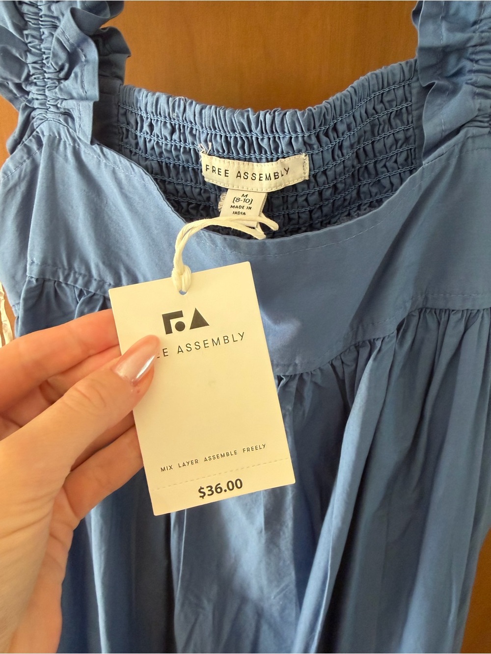 Blue Ruffle-Strap Midi Dress - Picture 2 of 3